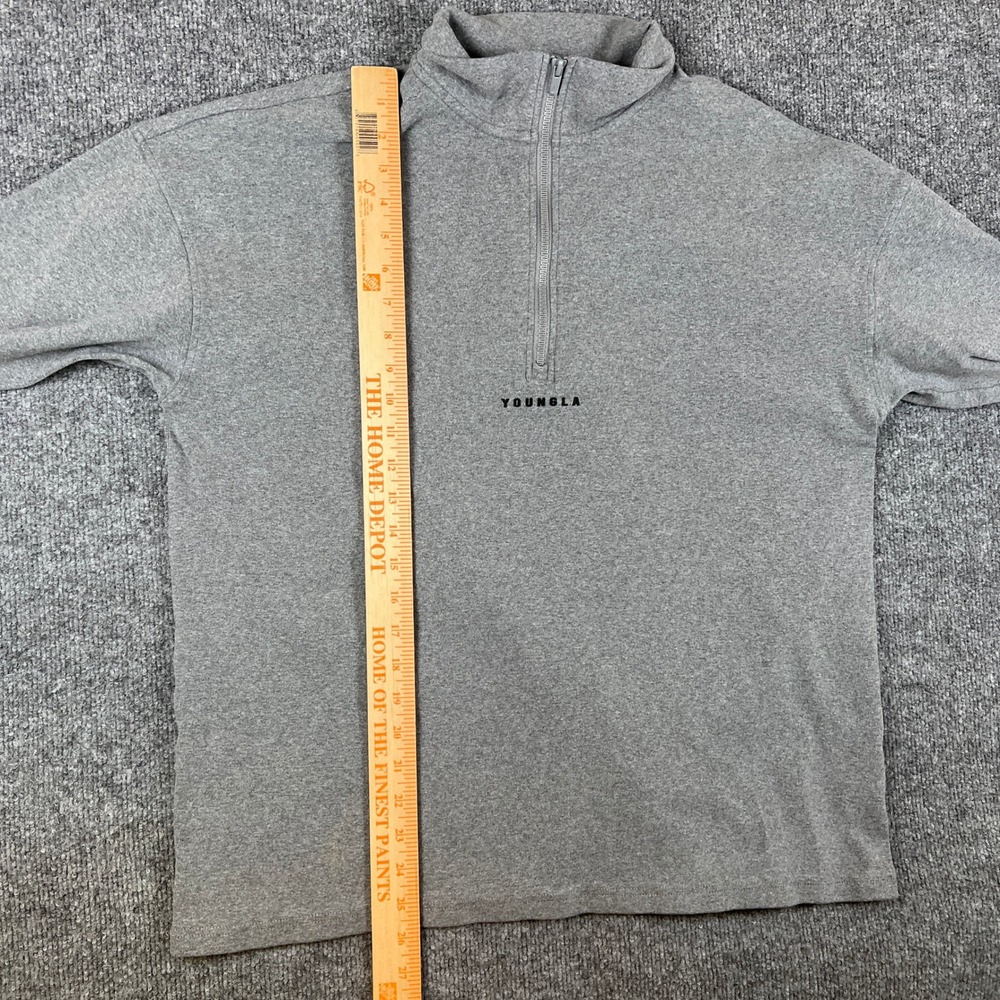 YoungLA 1/4 Zip Sweatshirt Mens M Gray Pullover Fleece Performance Sweater - Picture 8 of 10